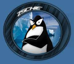 Na zdjęciu znajduje się grafika - logotyp Zespołu Szkół Chłodniczych i Elektronicznych w Gdyni. Na niebieskim tle znajduje się biało-czarny pingwin. nad nim jest napis ZSCHIE, czyli skrót nazwy szkoły.