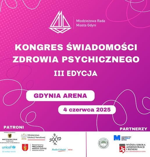 Grafika z zaproszeniem na Kongres świadomości zdrowia psychicznego w Gdyni